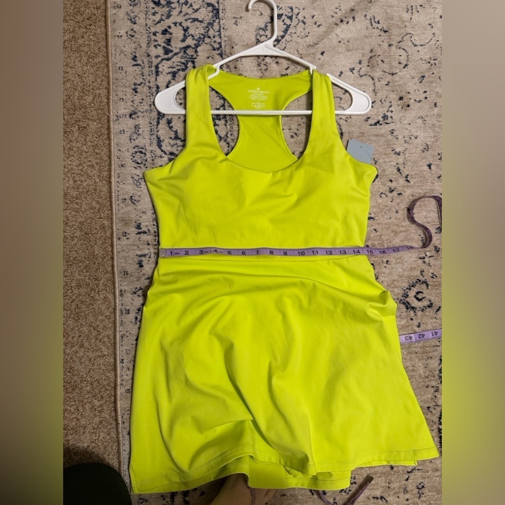 Antonio Melani Active Tennis Courtside Mini Dress hidden side pocket lime Large - Picture 4 of 10